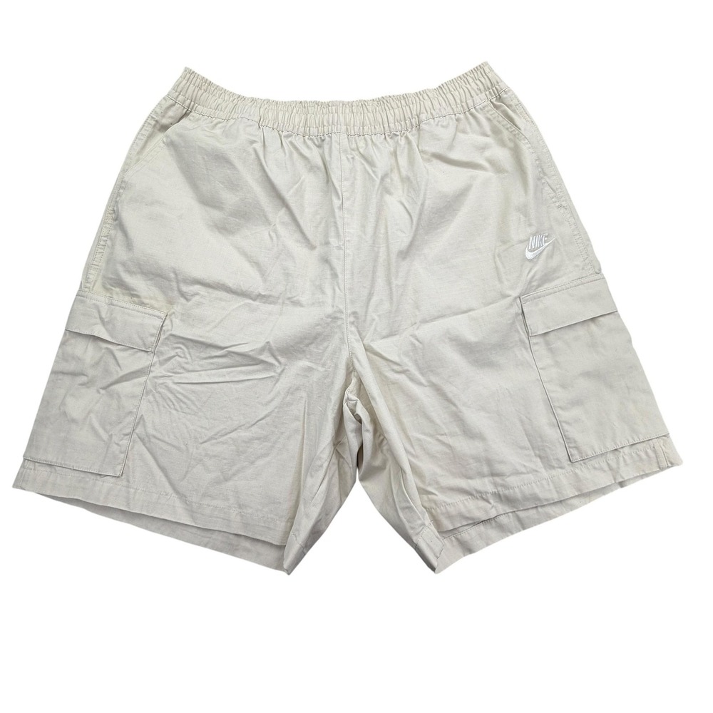 Nike Club Cargo Shorts Mens XL Beige Ripstop Loose Fit Knee Length FB1246-104